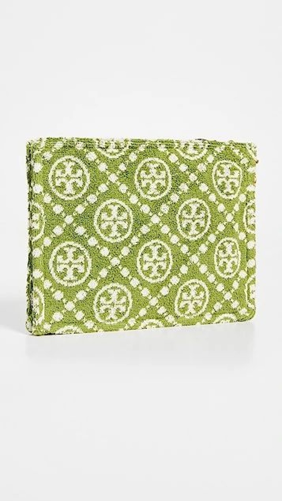 * Tory Burch T Monogram Terry Cosmetic Case Leaf Green Tools & Brushes